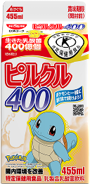 写真：ピルクル400 455ml ピカチュウ・ピチュー・ライチュウ (表) / メガギャラドス・コイキング・ギャラドス (裏) パッケージ