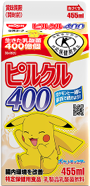 写真：ピルクル400 455ml ピカチュウ・ピチュー・ライチュウ (表) / メガギャラドス・コイキング・ギャラドス (裏) パッケージ